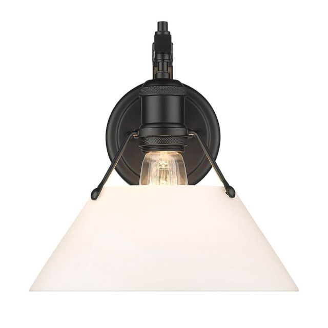 Golden Lighting Orwell 1 Light 10 inch Tall Wall Sconce in Matte Black with Opal Glass 3306-1W BLK-OP
